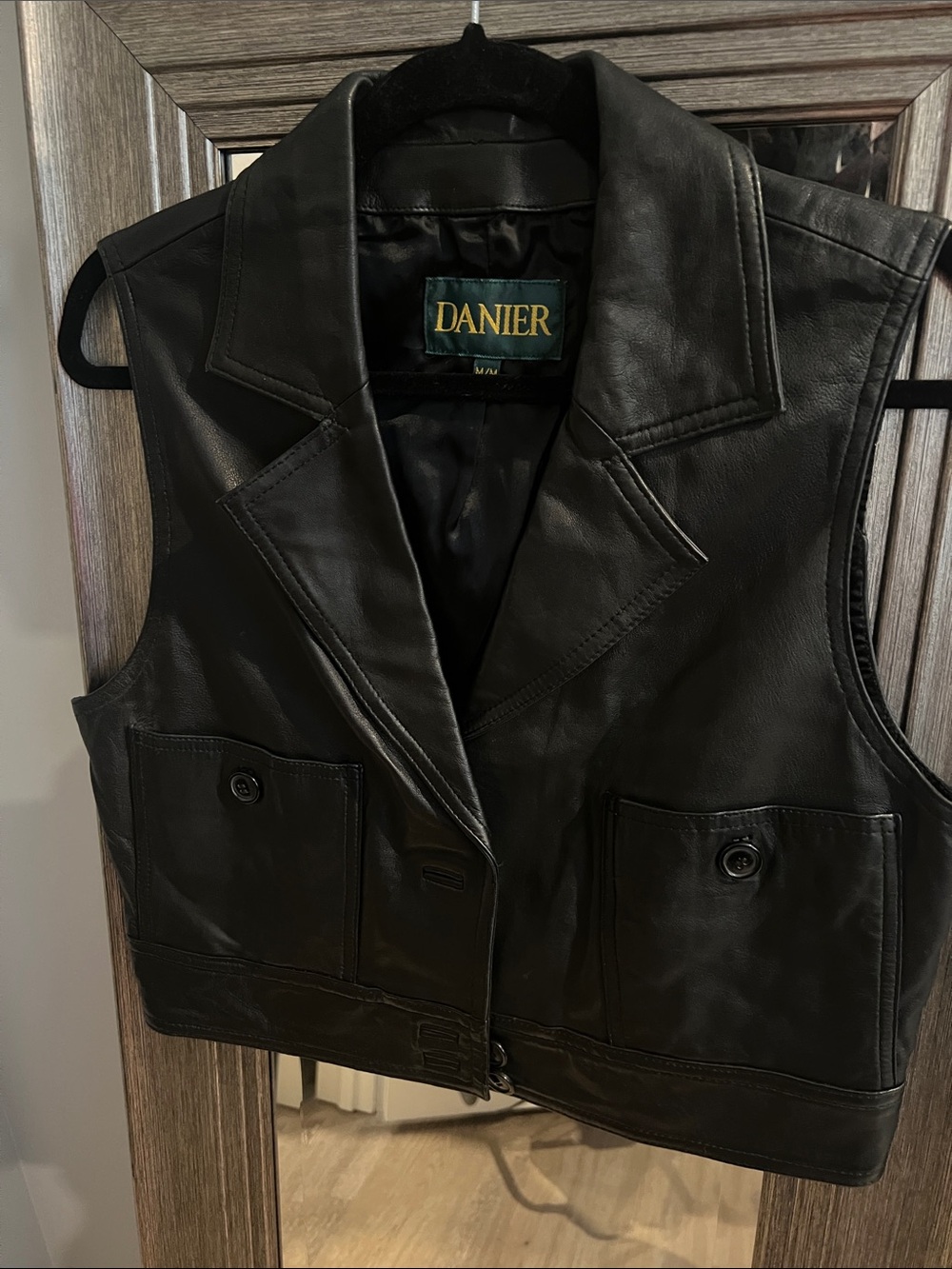 Danier Black Leather Button-Front Vest
